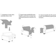 Ecommerc3 | Capa de sofá longa chaise 200 cm válida para chaise longa braço direito e esquerdo - capa de sofá longa chaise ajustável - Bege - Ver 2