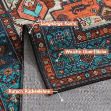 Alfombra bohemia salón dormitorio alfombras de pelo corto lavable suave antideslizante diseño vintage - Multicolor - Ver 3