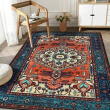 Alfombra bohemia salón dormitorio alfombras de pelo corto lavable suave antideslizante diseño vintage - Multicolor - Ver 2