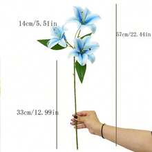 1 件人造百合花，长茎人造观星百合，带 3 个花头，仿虎皮百合花束，适用于家居酒店插花派对装饰 - 黃色 - 查看 2