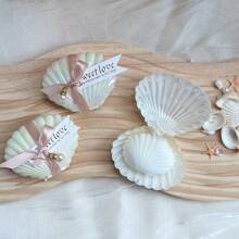 VICKYO 10 peças de velas de concha para lembrancinhas de convidados, incluindo velas perfumadas de conchas com caixas de conchas e etiquetas de fita rosa, acessórios ideais como lembrancinhas de chá de panela e presentes para festas na praia