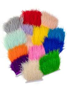 1yards 8-10 CM-3.2-4inch Artificial Ostrich Feathers Fringe Trim For Needlework And Handicrafts Feather Dress Accessories Plumes Fringes For Clothes - Multicolor - View 4