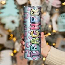 1pc, Teacher Rainbow Tumbler With Lid And Straw, 20oz Stainless Steel Water Bottle, Insulated Straight Water Cups, Summer Winter Drinkware, Outdoor Travel Accessories