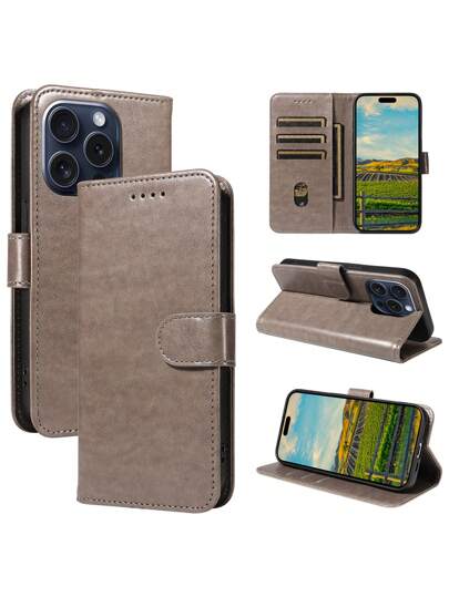 1pc Wallet Style PU Leather Phone Case With Magnetic Closure, Compatible With Apple/Samsung/Oppo/Huawei/Xiaomi/Redmi