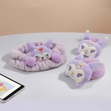 3入組新款可愛酷炫三維娃娃女孩洗面捆髮帶口罩手帶套裝（包括：1條髮箍，2個手帶） - 彩色 - 查看 5