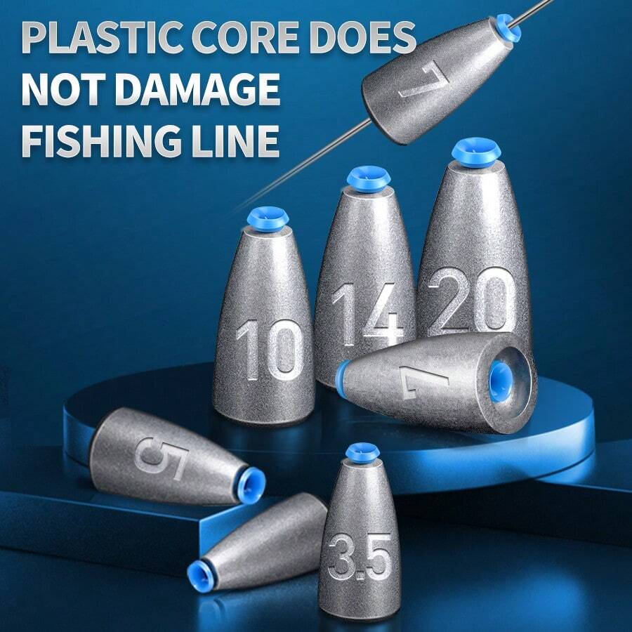 10pcs Lead Soft Lure Fishing Bullet Sinker With Plastic Insert, Carolina Rig Fishing Tackle Set, Casting Jig Hook With Lead Sinker For Long Casting - Multicolor - View 1