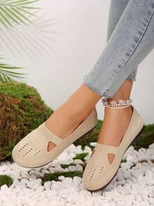 Zapatos de lona casuales sin cordones para mujer, zapatos cómodos y transpirables para caminar, talla grande, zapatos para mujer de importación - Albaricoque - Ver 7