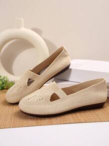 Zapatos de lona casuales sin cordones para mujer, zapatos cómodos y transpirables para caminar, talla grande, zapatos para mujer de importación - Albaricoque - Ver 3