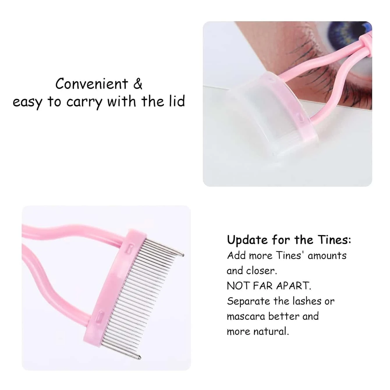 1pc Eyelash Comb Separator With Cover Curved Design, For Separating