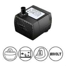 Bomba Submersa Bombinha Motor Para Aquário Fonte Água Bebedouro Pet 220 l/h Bivolt - Preto - Visão 3