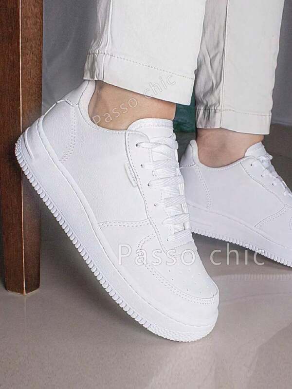 Tênis Feminino Casual Branco Ideal para dia a dia Canedan confortável