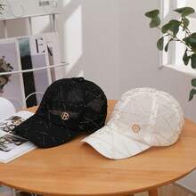 女式夏季網眼遮陽帽，韓國時尚鑲有R字母鑽石的棒球帽，防曬棒球帽 - 彩色 - 查看 3