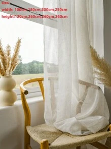 1 Piece Modern Whithe Striped Sheer Curtains For Balcony Study Screen Thin Curtain Tulle Bedroom Living Room Curtains - White - View 2
