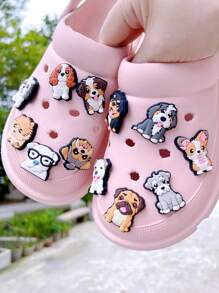 12 قطعة من التميمة بتصميم الكلب للأزياء DIY، حلية قابلة للفصل للزينة على الأحذية المفرغة ، اكسسوارات أحذية للنساء والرجال مناسبة للارتداء في الربيع والصيف والشاطئ أو اليوم