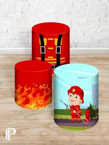 Round Panel Cover + Trio Sublimated Cylinder Covers Party And Birthday Decoration Various Themes Adult Children Professions - 完整套件 4079 - 查看 2
