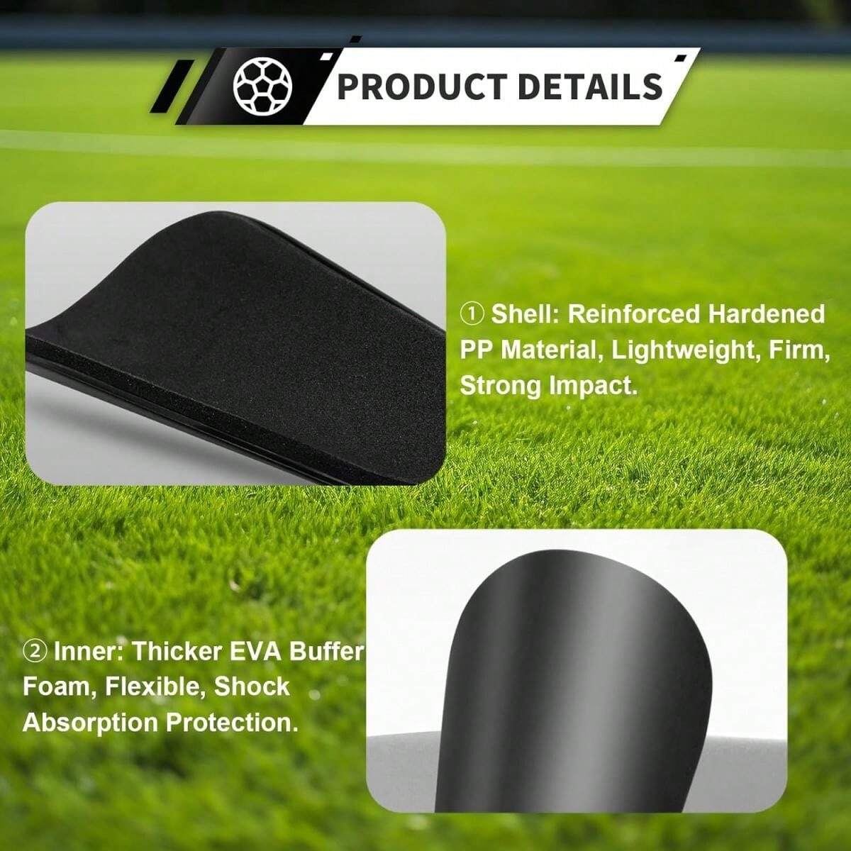 Black Thicken Football Shin Guards With Anti-Collision Adult Sports ...