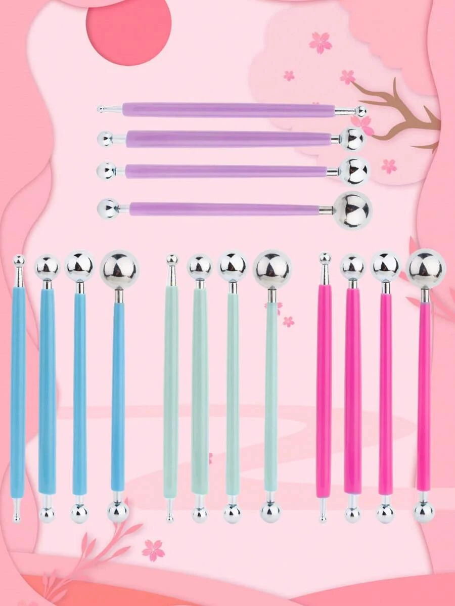 4 pezzi Strumento scolpente a scalpello in metallo, a doppia estremità, di diverse dimensioni, bastone in metallo liscio rotondo per l'opera d'arte in argilla polimerica