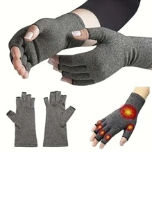 1 Pair Unisex High-Quality Compression Gloves, Suitable For Daily Use, Typing, Work, Fitness And Exercise - Fingerless Sports Gloves With Thumb Hole - Half-Finger Support Gloves - Open Finger Design - UV Protection Manicure Gloves
