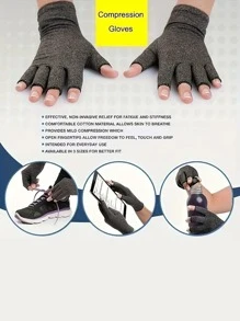 1 Pair Unisex High-Quality Compression Gloves, Suitable For Daily Use, Typing, Work, Fitness And Exercise - Fingerless Sports Gloves With Thumb Hole - Half-Finger Support Gloves - Open Finger Design - UV Protection Manicure Gloves