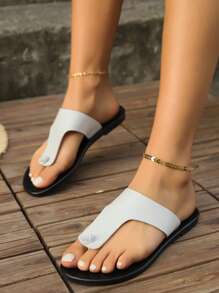 Sandali Infradito Da Donna, Piatte, Alla Moda, Stile Europeo E Americano, Scarpe Marroni Comode, Adatte Per Abiti Quotidiani E Per La Vacanza