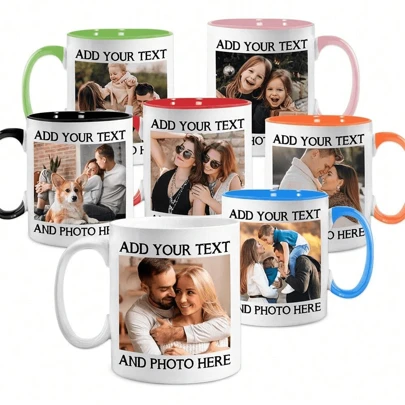 1 Piece 11 Oz Custom Image Mug, Custom Design Mug, Custom Text Mug, Personalized Photo Mug, Personalized Coffee Mug, Custom Family Mug, Make Your Own Mug, Custom Coffee Mug, Mother's Day Gift, Ideal Gifts For Him Her, Boyfriend, Girlfriend, Dad, Mom, Family, Friends For Anniversaries, For Valentine's Day, For Mother's Day, For Birthdays, For Children's Day, For Father's Day, For Graduation, For Weddings, For Housewarming Dining Room, Living Room, Bedroom, Office, Tea Room, Home, School,Brunch-Ready,Festive Calendar