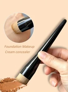 1pc Foundation Brush Broom Powder & Shadow Brush Liquid/Cream & Blush Mix Angled Professional Makeup Brush Makeup Tools,Foundation Brush,Concealer Brush,Blush Brush,Contour Brush,Blush Brush,Bronzer Brush,Powder Brush,Foundation Brush,Blush Brush - Black - View 5
