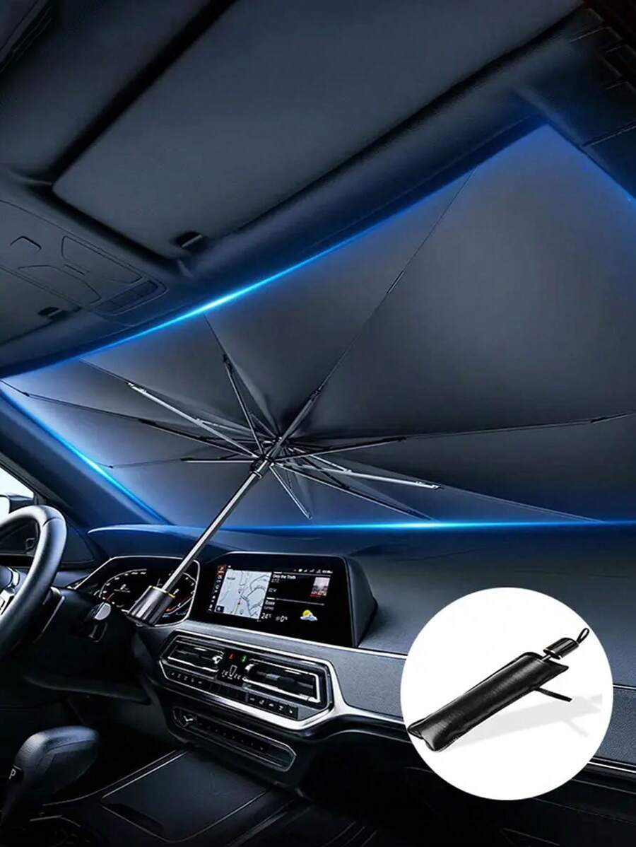 1 Tấm Che Nắng Ô Tô Chống Tia UV-Ô Dù Kính Chắn Gió Bền, Dễ Sử Dụng & Di Động Với Lớp Phủ Bạc Để Tăng Cường Cách Nhiệt