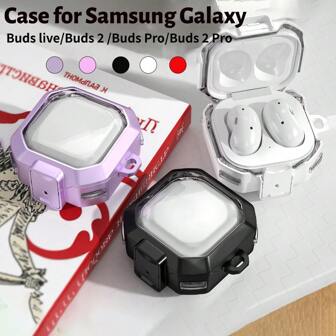Secure Lock Clear Case Compatible With Galaxy Buds FE/Galaxy Buds 2 Pro/Galaxy Buds Pro/Galaxy Buds Live, TPU Hard Shell Galaxy Buds Live Case