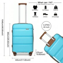 Lightweight Hard Shell Suitcase 20/24/28 Inch Or 3 Piece Set With Spinner Wheels TSA Lock Cabin Carry On Check In Travel Trolley For Holiday - Baby Blue - View 7