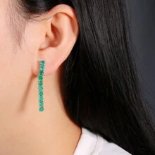 Cercei lungi din argint cu agat verde natural rotunzi 4mm 8ct pietre pretioase bijuterii fine pentru femei