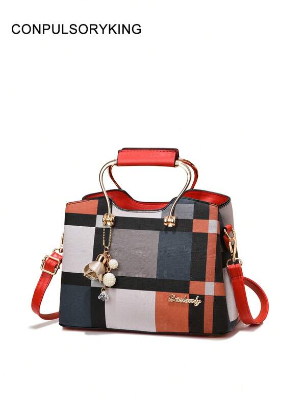 حقيبة دلو بسحاب وحلية عصرية لأسلوب التنقل، ذات سعة كبيرة كحقيبة يد للسيدات مصنوعة من جلد البولي يوريثين، قطعة واحدة متعددة الألوان. مناسبة للفتيات والسيدات والمهنيين الجدد وموظفي المكاتب، مثالية للعمل والأعمال والتنقل.