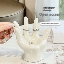 Ceramic Hand-Shaped Jewelry Holder Ring Display Tray For Desktop Or Home Decoration - Multicolor - View 6
