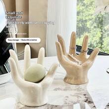 Ceramic Hand-Shaped Jewelry Holder Ring Display Tray For Desktop Or Home Decoration - Multicolor - View 5