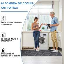Juego de 2 Tapete para Cocina Antifatiga Alfombra de Cocina Absorbente Antideslizante Tapetes para Baño Dormitorio Estudiar - Gris - Ver 4