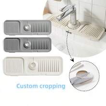 矽膠水龍頭墊檯面防濺水墊排水墊加厚廚浴櫃臺面防護墊 - 彩色 - 查看 1