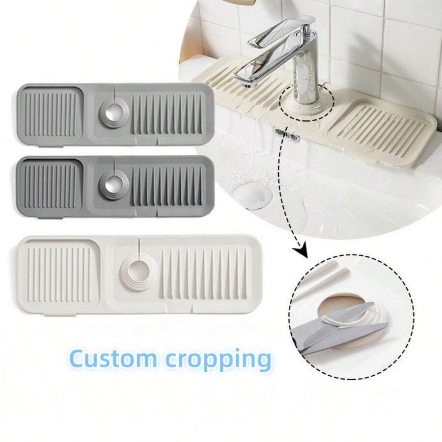 矽膠水龍頭墊檯面防濺水墊排水墊加厚廚浴櫃臺面防護墊 - 彩色 - 查看 1