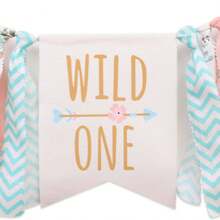 Wild One Theme High Chair Banner - First Birthday Party Banner - 1st Birthday Photo Backdrop - Wild One 1st Birthday - Yellow - View 5