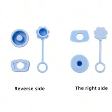 Juego de 3 tapas anti-derrames de silicona con pajita, tapa a prueba de fugas, ideal para cocina, regalo de Navidad - Multicolor - Ver 6