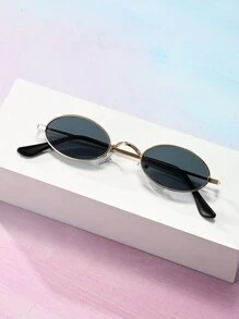 Retro Personalized Small Oval Metal Sunglasses Fashion Classic Decoration For Outdoor Travel Beach Vacation UV Protection Eyewear Beach Accessories For Women Sun Glasses Sunglasses Shades Fashionable Shade Elegant Outfit Family Outings Travel Vacation Holiday For Summer Beach Vacation,Outdoor,Travel