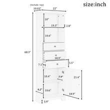 White Tall Storage Cabinet With 3 Drawers And Adjustable Shelves For Bathroom, Kitchen And Living Room, MDF Board With Painted Finish - White - View 7