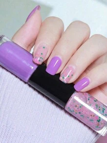 凝胶指甲油 35 种颜色，无需烹饪，亮粉，美甲套装，女士、女孩、情人节美容礼品套装 - 紫羅蘭色 - 查看 1