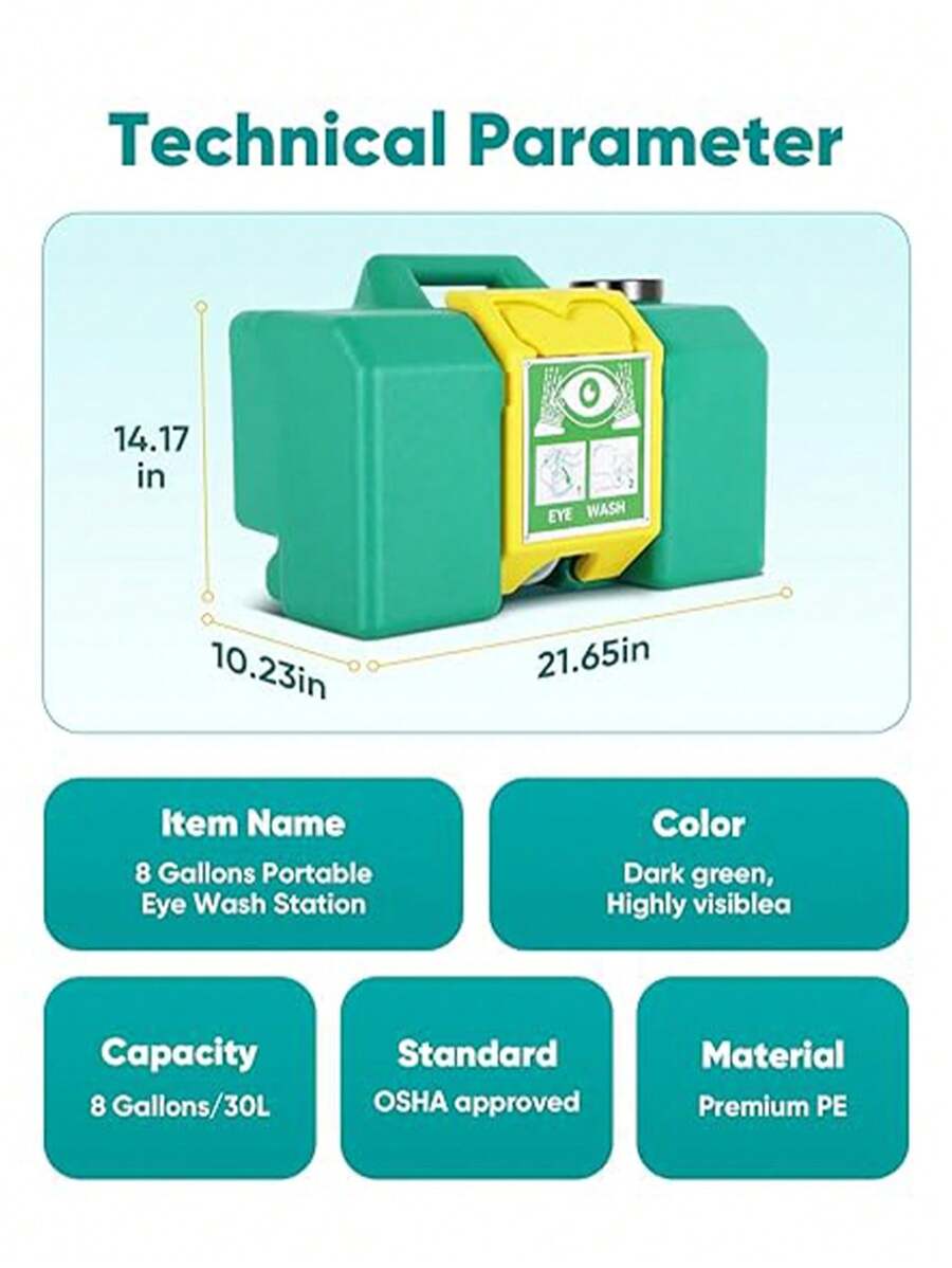 Portable Eyewash Station Gallon OSHA Approved WallMounted GravityFlow