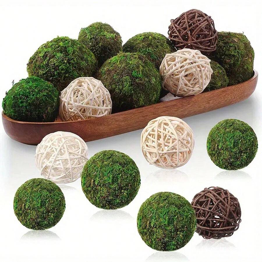 10pcs Artificial Moss Ball Set, Home Decoration And Landscape Simulation Ornaments - Multicolor - View 1