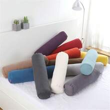1入組純色圓柱形枕頭，多種設計的冰絲（夏季涼爽）圓柱形，家庭臥室沙發單元裝飾枕頭，適用於支撐頸部，腿部和背部，也可用作瑜珈和沙發靠墊 - 彩色 - 查看 2