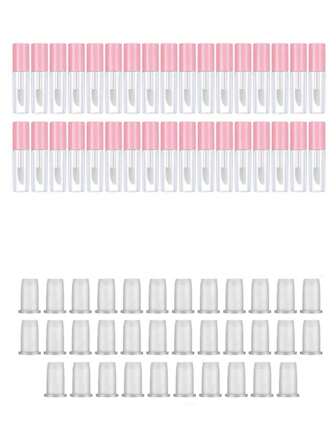 34支1.2毫升粉色唇彩管，适用于DIY、化妆、点涂和分装，价格实惠，可用于房间装饰、梳妆台、旅行、卧室、化妆配件、圣诞礼物、化妆品、化妆工具、便宜货、礼物、女士礼物、圣诞礼物