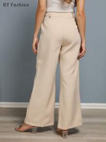 Women Pants - 米色 - 查看 2