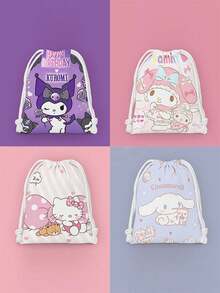 Drawstring Pouch Cartoon Small Cloth Bag Storage Bag Party Favors Canvas Gift Bag - Blue - View 1