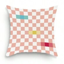 1pc Checkered Geometric Print Cushion Cover, Room Decorative Pillowcase Home Decoration