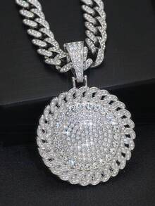 GuoShuang New Fashion Cool Men's Pendant, Versatile Hip-Hop Fully Studded  Necklace - Silver - View 5