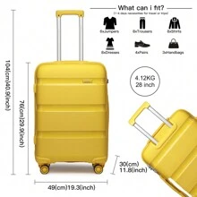 Lightweight Hard Shell Luggage Set – 20/24/28 Inch Cabin Carry On & Large Check In Suitcase With Spinner Wheels & TSA Lock – Travel Trolley For Holiday, Business Trip, Weekend Getaway - Yellow - View 8